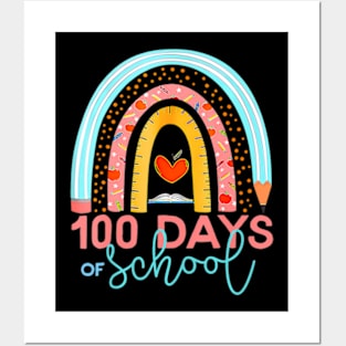 100Th Day Of School Teacher 100 Days Smarter Boho Rainbow Posters and Art